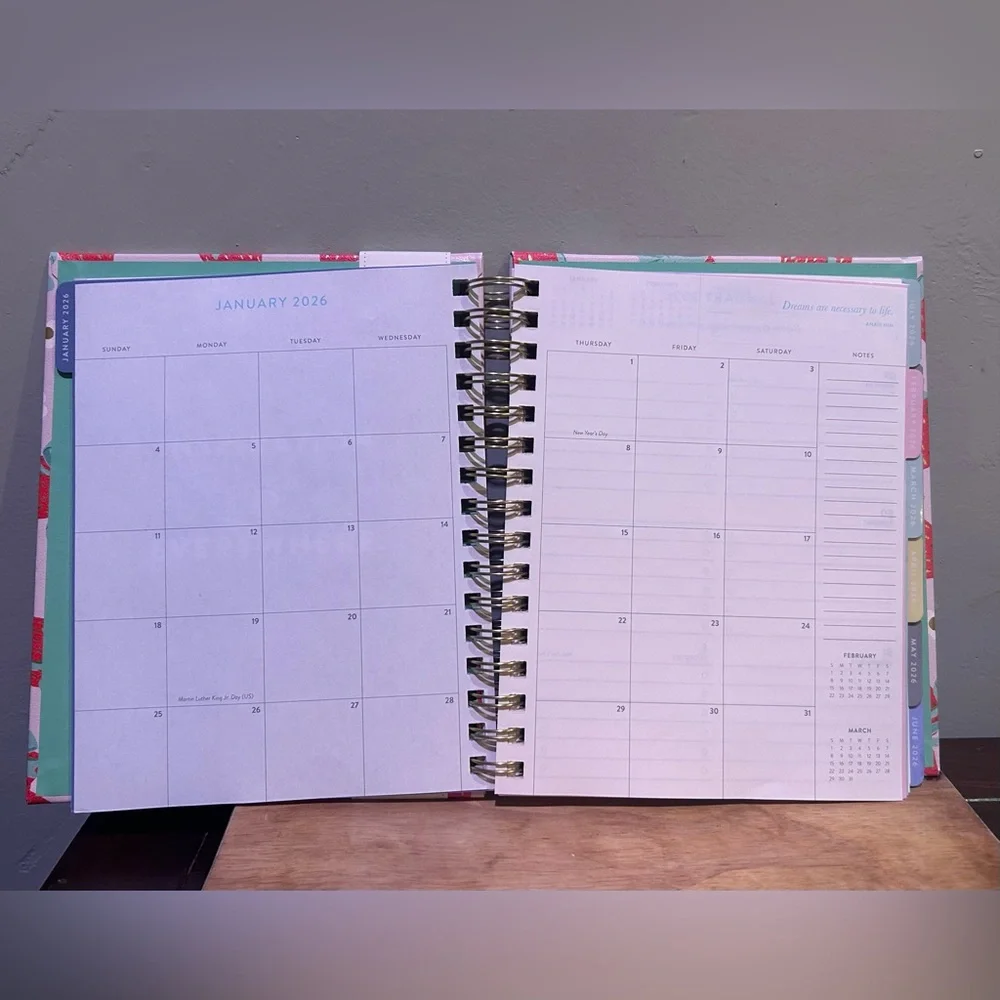 2026 Eccolo Pink Strawberry 12 Month Weekly And Monthly Spiral Bound Planner NEW